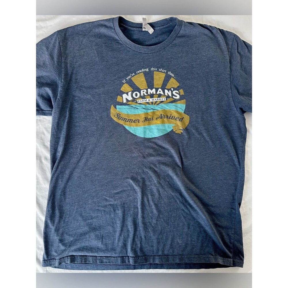 Next Level Norman’s Farm & Market Graphic T-Shirt Men’s XXL Blue Short Sleeve